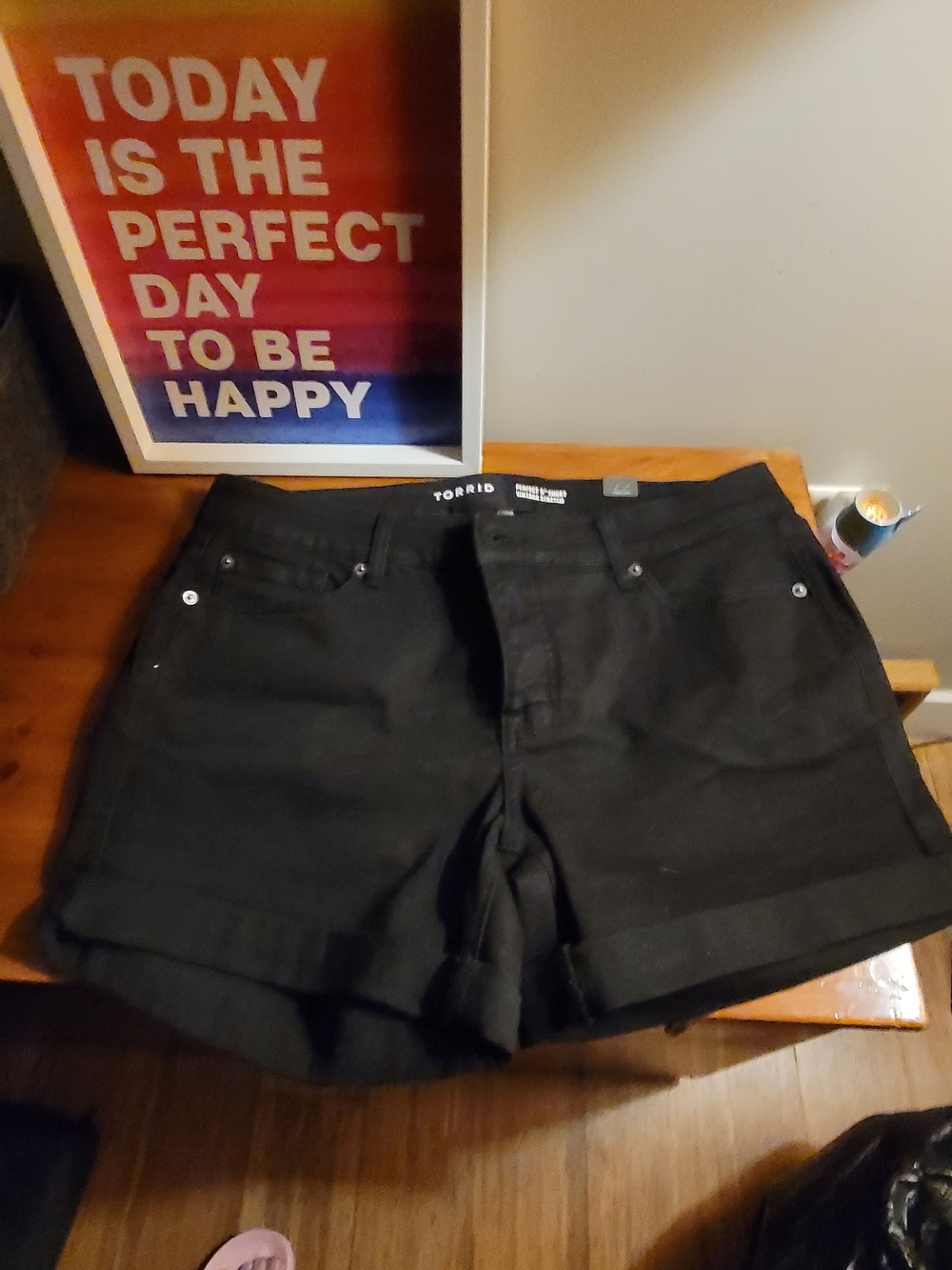 torrid Black Cuffed Stretch Denim Shorts